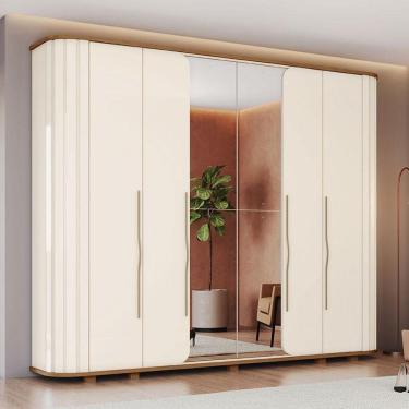 Imagem de Guarda Roupa Casal Premium Ambiente 6 Portas Off White Nature - Henn