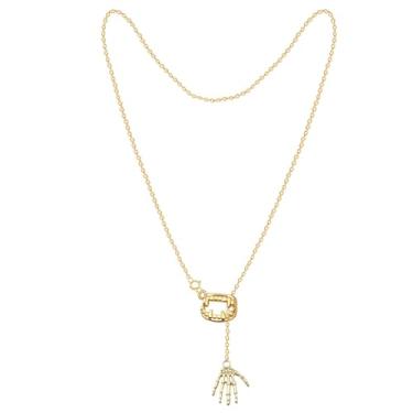 Imagem de ternotito Conjunto de colar com pingente de aço inoxidável vazado em ouro 18K ajustável em Y Lariat, Aço inoxidável, Sem Pedra Preciosa