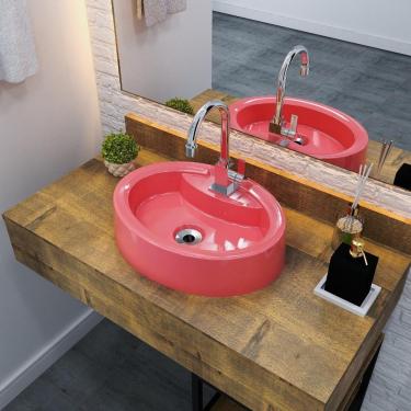 Imagem de Cuba Apoio Oval Onix O43w Colorida Rosa