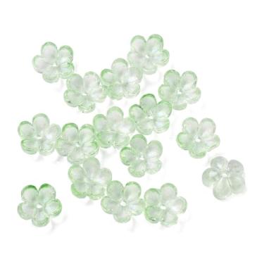 Imagem de 200 peças de tampas de contas de florete de vidro transparente verde pálido 5 contas espaçadoras de flores pálidas, achar para fazer joias faça você mesmo, suprimentos de artesanato, 10 x 10 x 5 mm