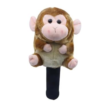 Imagem de UGPLM Capa protetora de pelúcia para cabeça de taco de golfe, macia, fofa e adorável, com desenho animado, anti-riscos, acessório inovador, protetor para, Macaco Motorista
