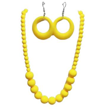 Imagem de Colar de contas redondas de acrílico colorido conjunto de joias retrô dos anos 80 neon geométrico brincos pendentes de contas grandes grandes de resina colar gargantilha para mulheres fantasia