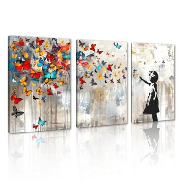 Imagem de Yeesjoee Banksy Wall Art Graffiti Art Wall Decor Modern Street Art Painting Graffiti Poster Impressão em tela para quarto cozinha pronto para pendurar, 61 x 91 cm x 3 peças