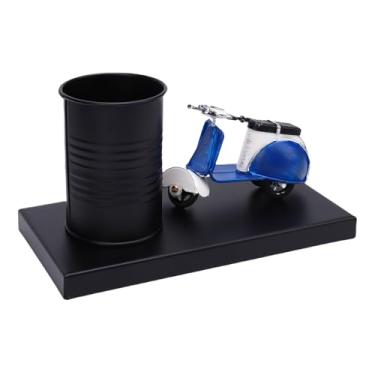 Imagem de RiToEasysports Porta-Canetas Com Motocicleta Em Miniatura, Organizador de Mesa de Scooter retrô Copo de Lápis de Metal para Decoração de Casa de Escritório, Suporte Multifuncional de Ferro Vintage