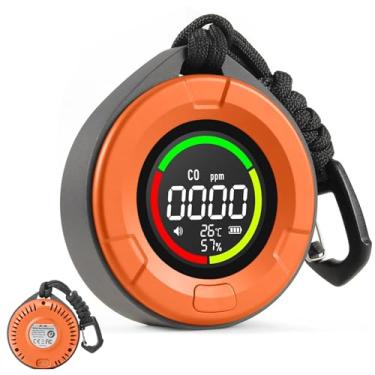 Imagem de Detector de monóxido de carbono portátil 3 em 1 para viagens, alarme de CO recarregável com visor de temperatura e umidade, monitor inteligente de qualidade do ar para casa, trailer, viagens