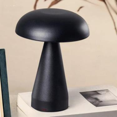Imagem de Abajur Quarto，LumináRia de Mesa Led Recarregável Abajur Cogumelo Touch Luminária de Mesa Recarregável Led Decoração Unidade Ou Kit(Preto)