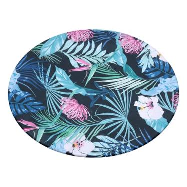 Imagem de ZJRDYYK Toalha de mesa redonda de 101,6 cm com elástico, resistente a manchas, pequena toalha de mesa redonda para mesas de jantar de cozinha, festa e uso casual (verde escuro)