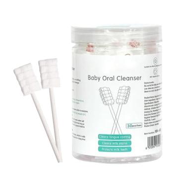 Imagem de Limpador de língua para bebês – bastão de limpeza de gengivas – Escova de dentes higiênica macia de gaze para cuidados com a língua do bebê, cuidados com a língua em casa