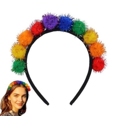 Imagem de Bandanas de bola para crianças | Faixa de cabeça de festa arco-íris - enfeite de cabelo, enfeite de cabelo fashion para cosplay, para mulheres,