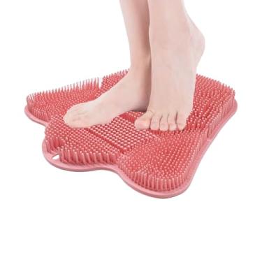 Imagem de Tapete de limpeza para pés de chuveiro - Tapete de silicone para chuveiro e costas - Suporte de parede com ventosa para homens e mulheres, calcanhar nas costas, pele morta, acessórios de banho