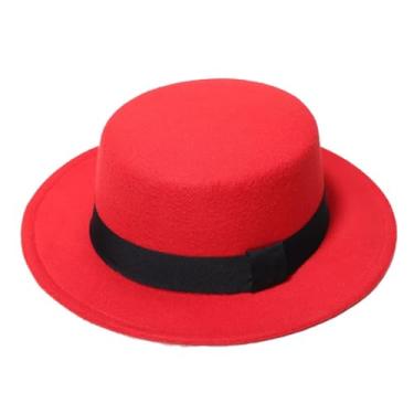 Imagem de Chapéu gótico steampunk para mulheres, top plano de lã vintage para cosplay e moda de inverno, Vermelho, P