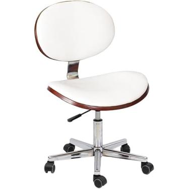 Imagem de Cadeira de jantar moderna para sala de maquiagem, cadeira giratória decorativa, cadeira de computador, encosto de madeira maciça, cadeira de jantar, recepção, cadeira rotativa, cadeira de lazer