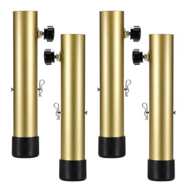 Imagem de Kokone Pacote com 4 extensores de perna de mesa para mesas dobráveis, extensões de altura ajustáveis para pernas retas de móveis, peças de elevação de pernas douradas para elevação de 2/4/6 polegadas