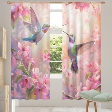 Imagem de 2 conjuntos de painéis de flores elegantes cortinas transparentes de pássaros, cortinas transparentes arejadas com filtro leve, painéis de cortina de porta e janela para sala de estar, quarto, jantar