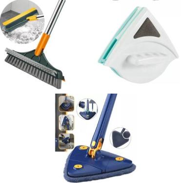 Imagem de Mop Limpeza Esfregao + Vassoura Rodo + Limpador Vidros Ima - MEGALU DR