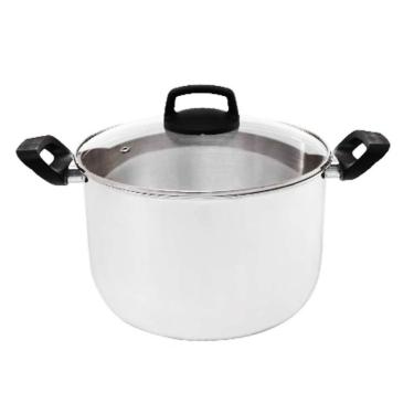 Imagem de Caldeirão De Aluminio Grosso Grande Com Tampa De Vidro 6,7 Litros