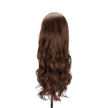 Imagem de Peruca De Cabelo Ondulado Com Franja De Fibra Orgânica Preta Longa 60cm (Castanho)