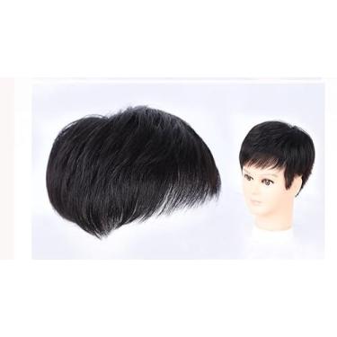 Imagem de Protetor Capilar Superior para Homens Completo de Cabelo Verdadeiro Adultos Meia-Idade Cobre Branco Tecido Realista Massagem Scalp com Acupuntura Artificial à Mão