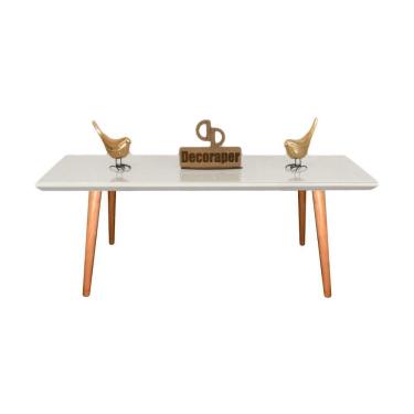 Imagem de Mesa De Centro Retangular Com Vidro 90x50 Branco