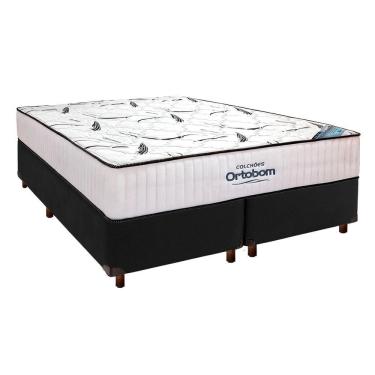 Imagem de Cama Box Preto + Colchão Queen High Foam Ortobom