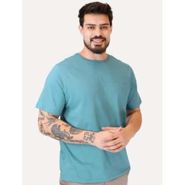 Imagem de Camiseta Dudalina Masculina Essentials Modal Logo Azul Turquesa Tamanh