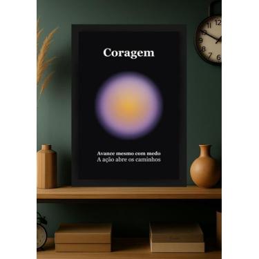 Imagem de Quadro Coragem/Força/Superação com Vidro e Moldura Preta Tamanho:21cm 