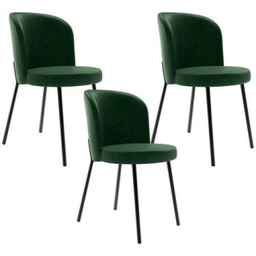 Imagem de Kit 3 Cadeiras Sala De Jantar Estofada Gavi L02 material sintético Ver