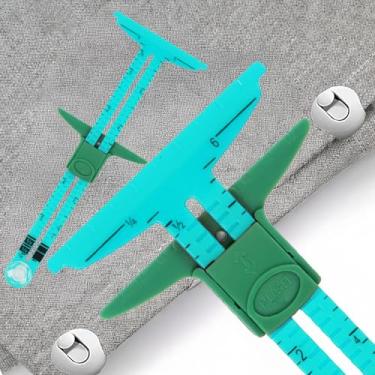 Imagem de Régua de costura, suprimentos de costura de calibre deslizante em forma de T 5 em 1, aplicável ao kit de costura de costura para iniciantes de tricô (azul)