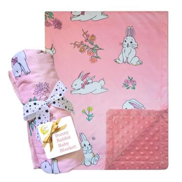 Imagem de Cobertor rosa para bebês com design de coelhinho – batidas ultra macias proporcionam experiência tátil para meninas