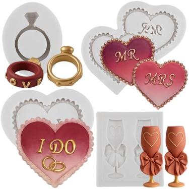 Imagem de FCKEMLDS Anel de silicone moldes de fondant para decoração de bolos, topo de cupcake, doces, argila de polímero, pasta de goma conjunto de 4