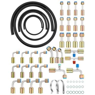Imagem de 54 peças de mangueira de ar condicionado e kit de encaixe #2 m 6#8#10 mangueiras AC e 6#8#10 acessórios AC com anel de vedação universal para sistemas A/C automotivos e residenciais