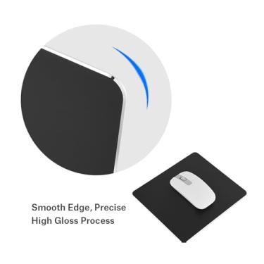 Imagem de Generic Mouse Pad Antiderrapante Durável para Jogos Em Liga de Alumínio para PC, Mouse e óptico, Mousepad Dupla Face, Prata/preto, 7 * 6,3 pol. (Preto)