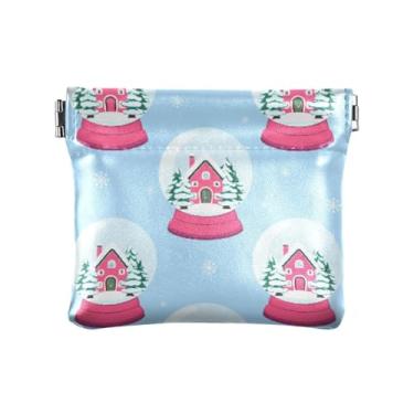 Imagem de Burbuja Bolsa feminina com bolas de cristal de inverno, porta-moedas, porta-moedas, portátil, para batom, organizador de cosméticos