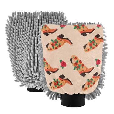 Imagem de STAYTOP Botas de cowboy luvas para lavagem de carro, 2 peças, luvas de microfibra de chenille, sem arranhões, panos de esponja de lavagem ultra absorventes para carros, limpeza doméstica - M