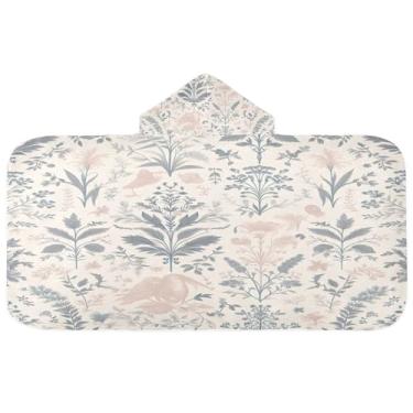 Imagem de Burbuja Toalha de banho com capuz de padrão mínimo para crianças, toalha de praia de pelúcia macia absorvente para meninas e meninos 3-10 anos, 61 x 127 cm