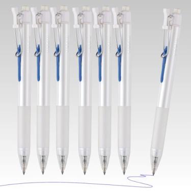 Imagem de Thien Long 6 canetas de gel retráteis premium Hoshi, tinta azul, ponta fina de 0,5 mm, clipe de bolso com trava automática, aderência macia, tinta de secagem rápida - perfeita para professores