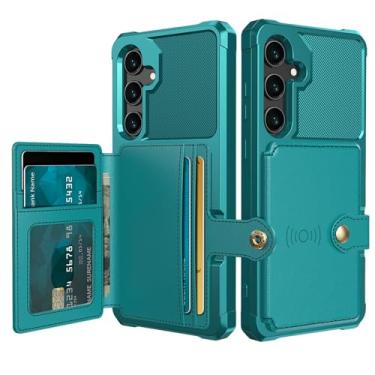 Imagem de MRRSIWEI Capa para Samsung Galaxy A26 com suporte para cartão, capa carteira dobrável de couro PU resistente à prova de choque para Samsung Galaxy A26.C verde