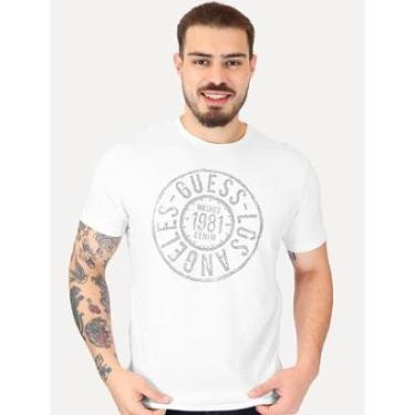 Imagem de Camiseta Guess Masculina Washed Stamp Branca-Masculino