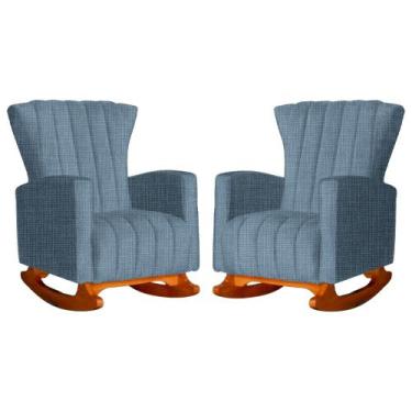 Imagem de Kit 02 Poltronas Decorativa Melinda Pés Balanço Linho Cores - DS Estof