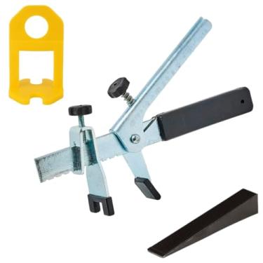 Imagem de Alicate de Aço Cabo Emborrachado + Cunha Preta Pacote 50 un + Nivelador Amarelo 4mm 100 un