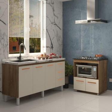 Imagem de Cozinha Balcão Armário Gabinete de Pia 150 cm Deise e Balcão Evelyn pa