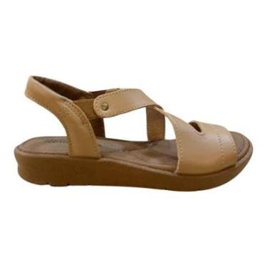 Imagem de Sandalia Feminino New Face Ultraconforto Antiderrapante Casual Couro 39551 Nude-Feminino