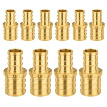 Imagem de Pacote com 10 acessórios PEX Niikappu 1 "x3/10.2 cm acoplamento reto Pex, acessórios de tubo de crimpagem de latão para tubos PEX, ASTM F1807