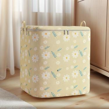 Imagem de Grande bolsa de armazenamento de cobertor com alças, edredom organizador de roupas bolsa com zíper para armário quarto mudança 1 peça (branco esbranquiçado, 23,6 x 19,6 x 27,7 cm)