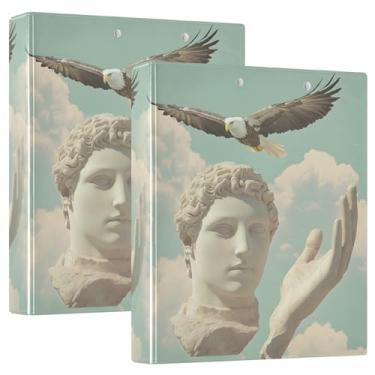 Imagem de Fichário de três anéis com nuvens de mão de 5 cm com prancheta de material escolar estético, 3 fichários com prancheta com bolsos