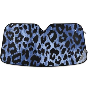 Imagem de Toldo de sol personalizado com estampa de animal leopardo para para-brisa de carro bonito retrátil dobrável caminhão automotivo sombra de carro para para-brisa dianteiro S, 134,6 cm x 59,7 cm