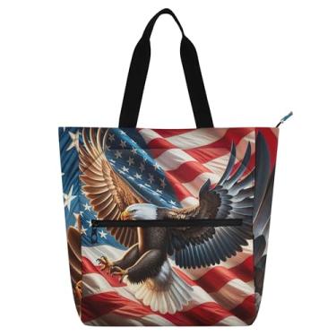 Imagem de Bolsa de trabalho feminina com bandeira americana águia dos EUA, bolsa escolar, bolsa para professores, amantes de livros, presentes