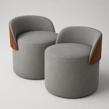 Imagem de Kit 2 Puff Redondo Curvo Orgânico Com Encosto Confortável Resistente C