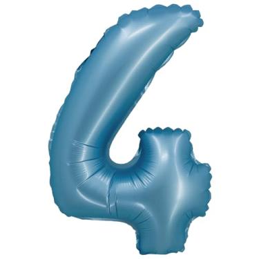 Imagem de BALAO CROMADO C/CANUDO 16" AZUL NUMERO 4