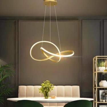Imagem de Lustre Luminária Led 60w Moderno 3 Em 1 Dourado Bivolt Sala Quarto Coz